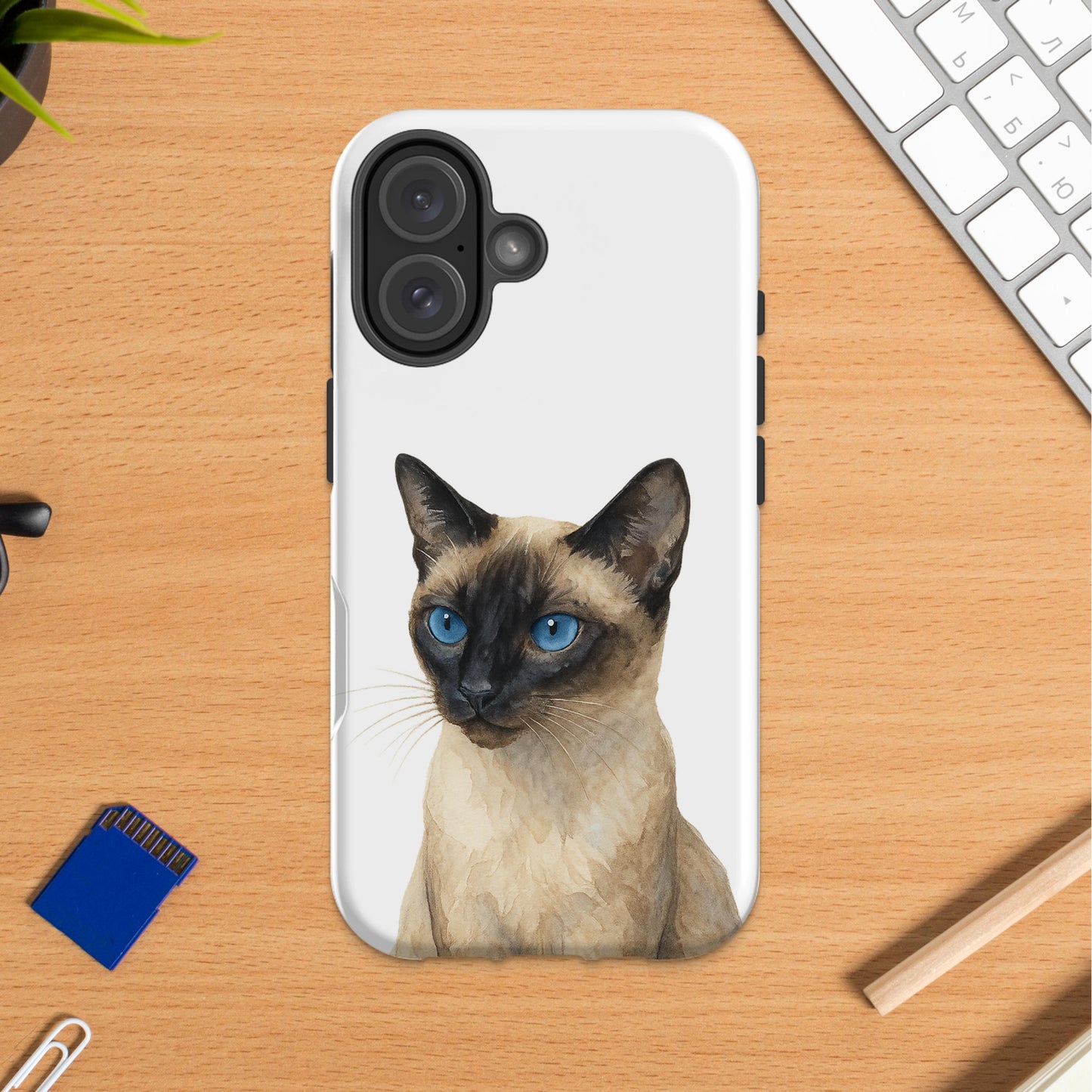 Artistic Siamese Cat Design Phone Case product type