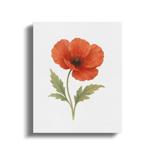 Vibrant Red Flower with Green Leaves Art product