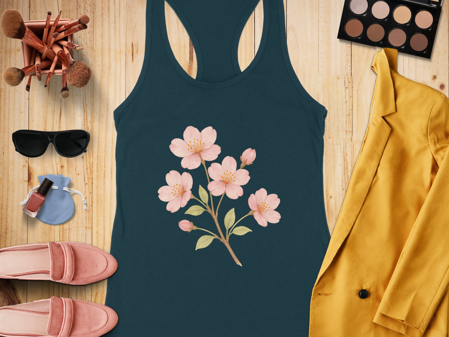 Beautiful Floral Print Sleeveless Workout Tank Top product type