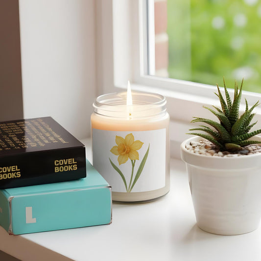 Floral Scented Candle with Yellow Flower Design product