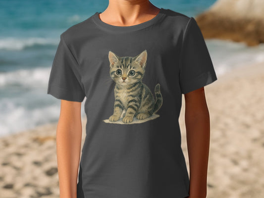 Adorable Kitten Graphic Grey Color T-Shirt product type