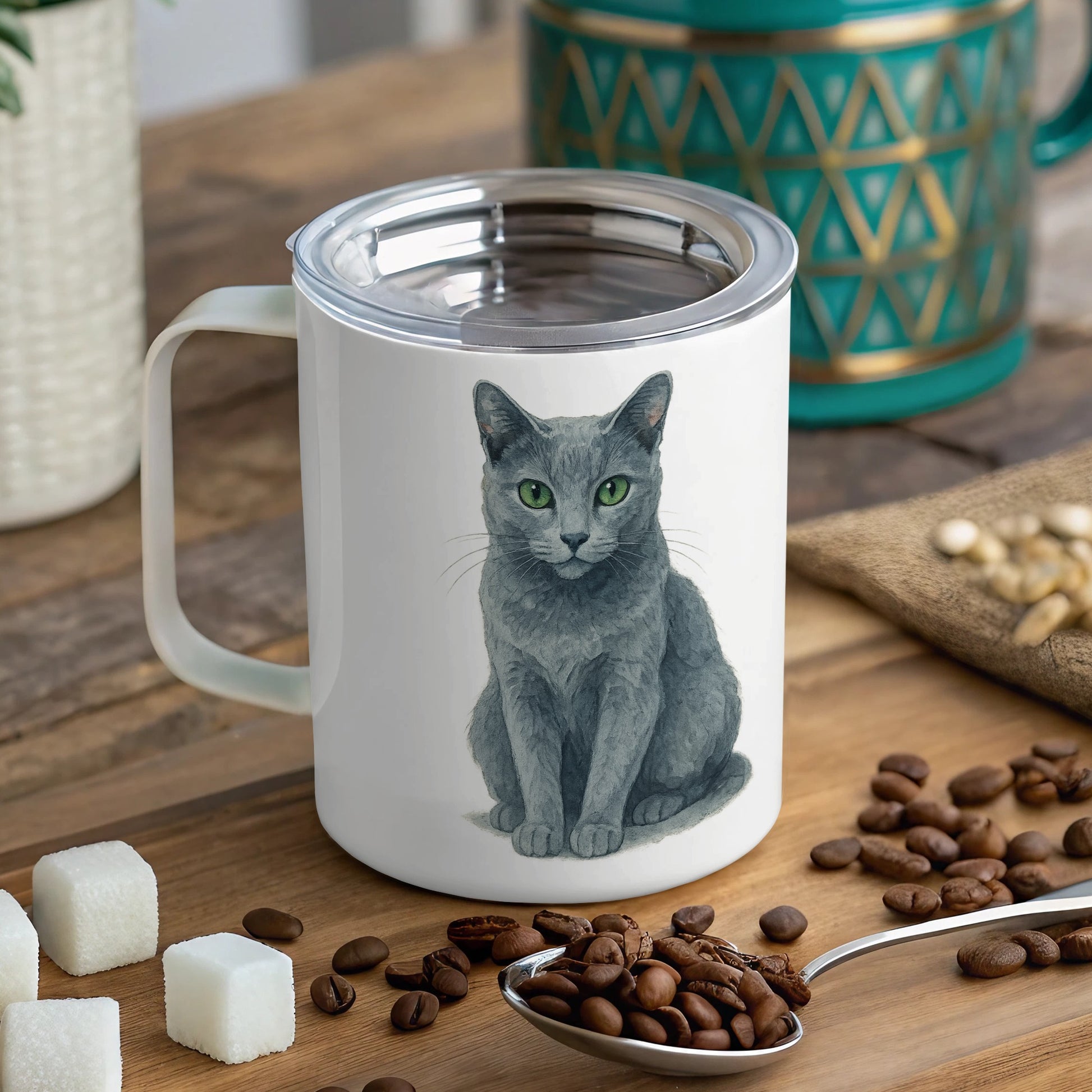 Beautiful Cat Design with Green Eyes Mug product