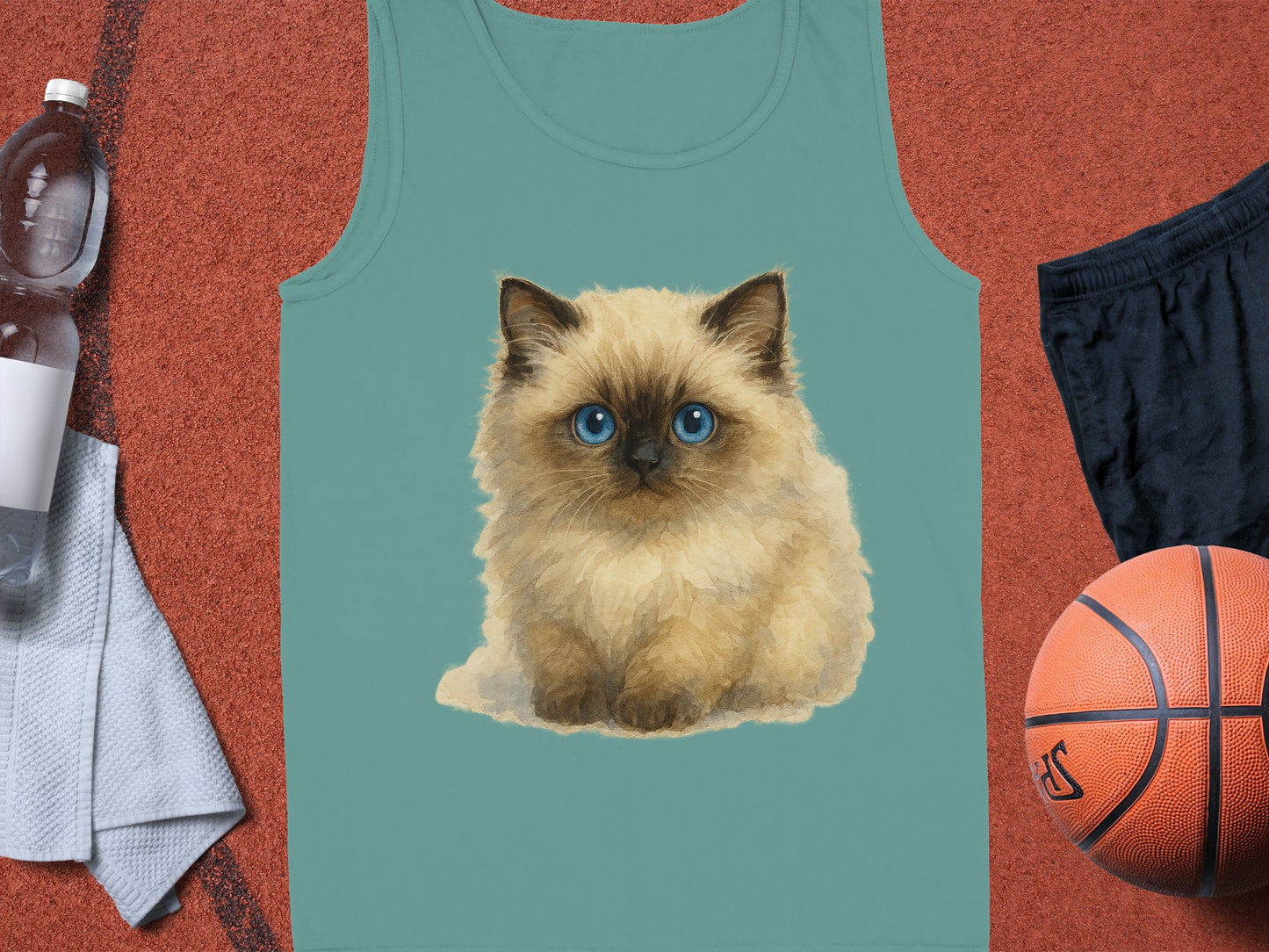 Cute Kitten Graphic on Teal Sports Tank product type