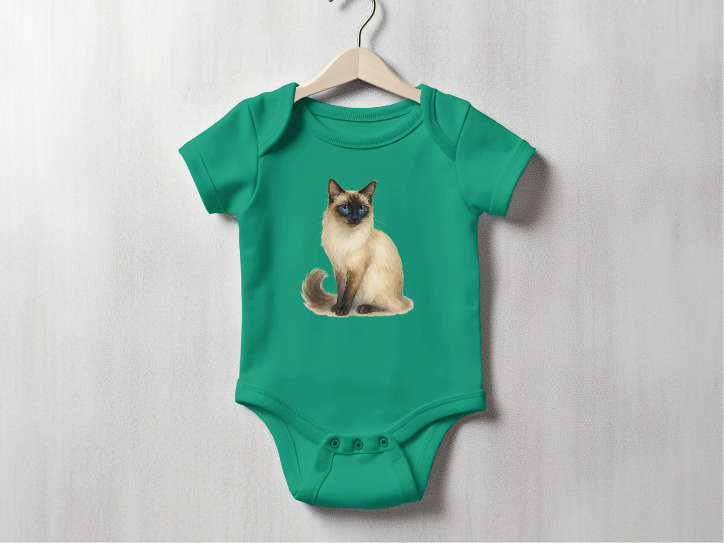 Cute Siamese Cat Print Green Baby Onesie product type