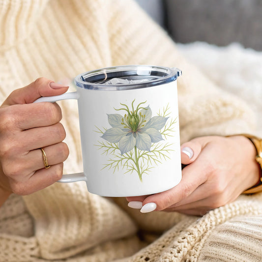 Delicate Botanical Design Insulated White Mug product type