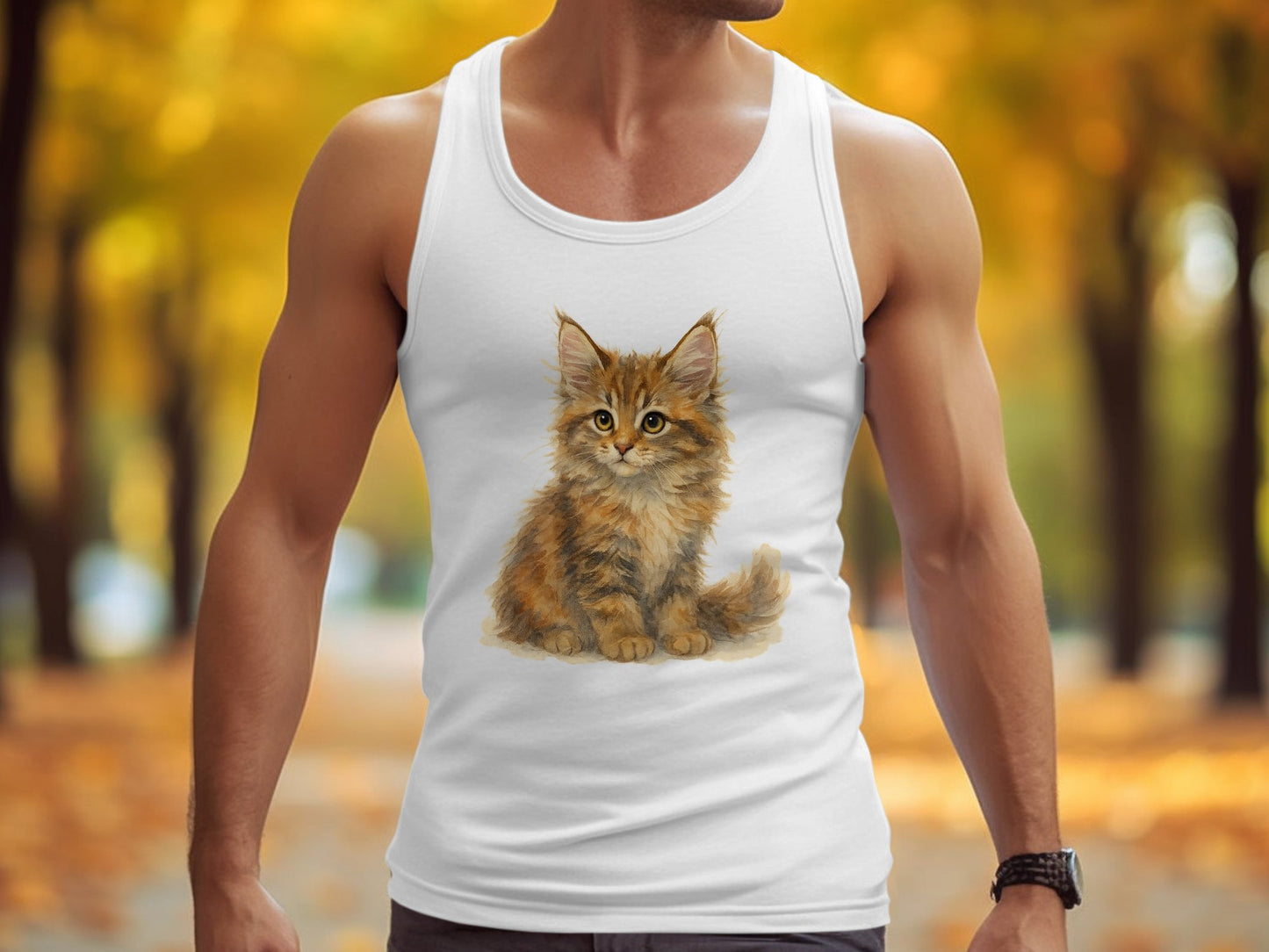 Adorable Fluffy Kitten Print on Casual Tank Top product