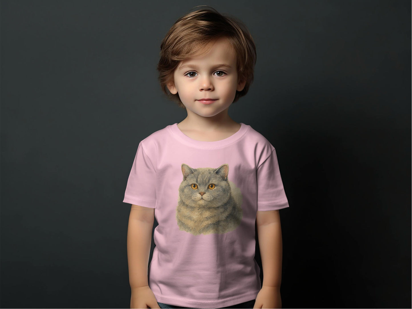 Adorable Cat Print Pink Outfit for Kids T-Shirt Product