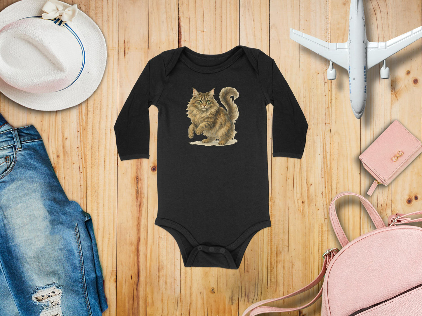 Cozy Long-Sleeve Furry Cat Print Onesie Product type