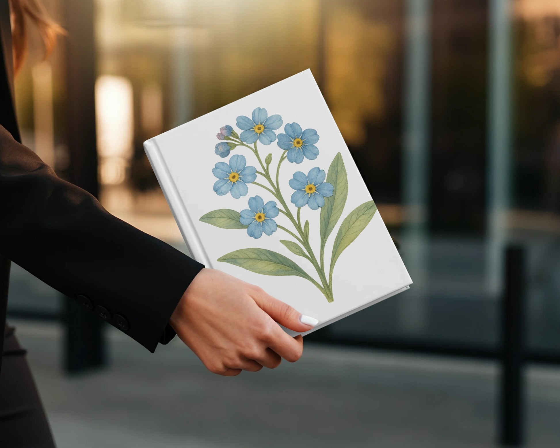 Elegant Blue Flower Artwork Hardcover Notebook product