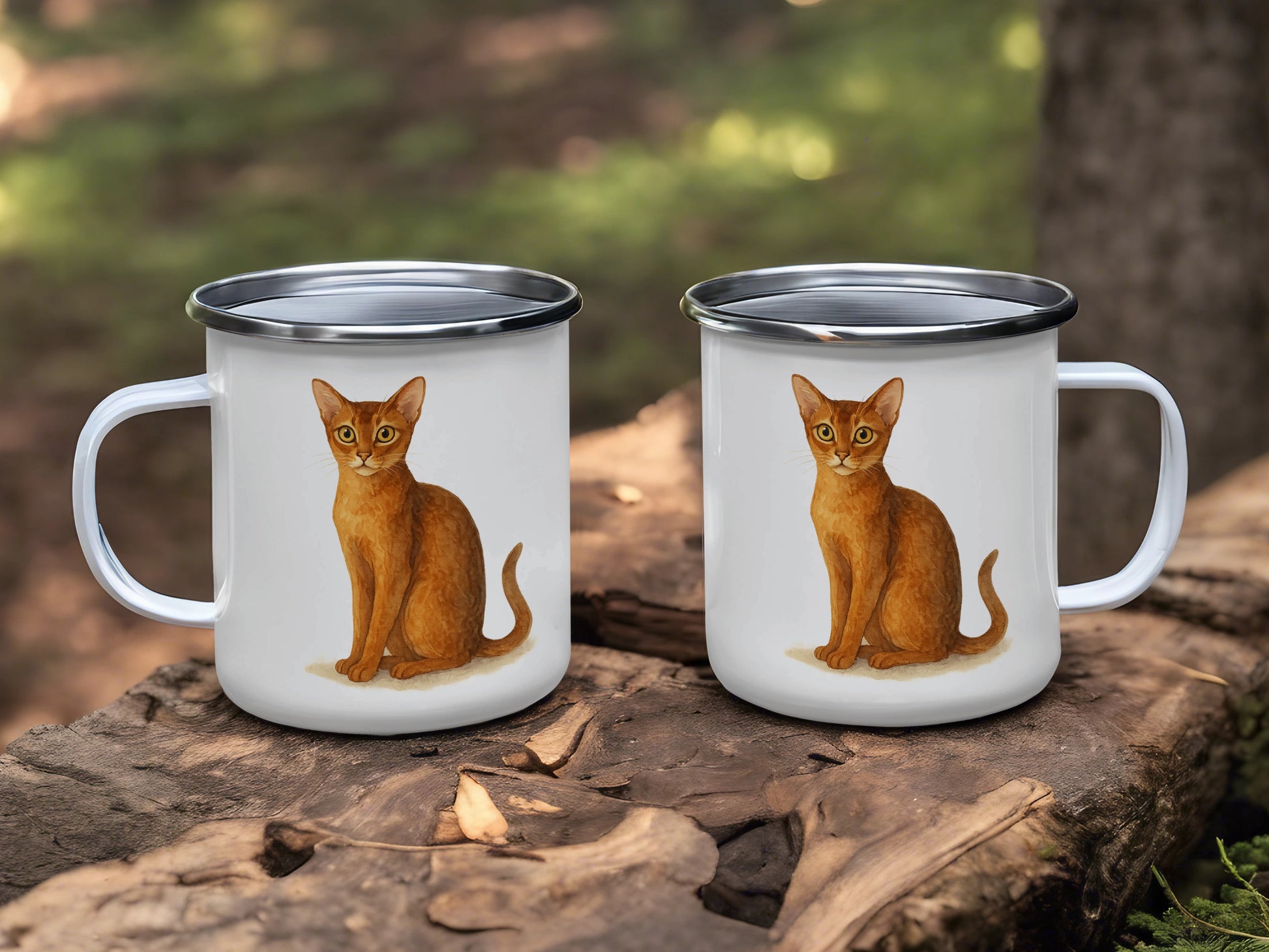 Cute Orange Cat Design on White Camping Mug product