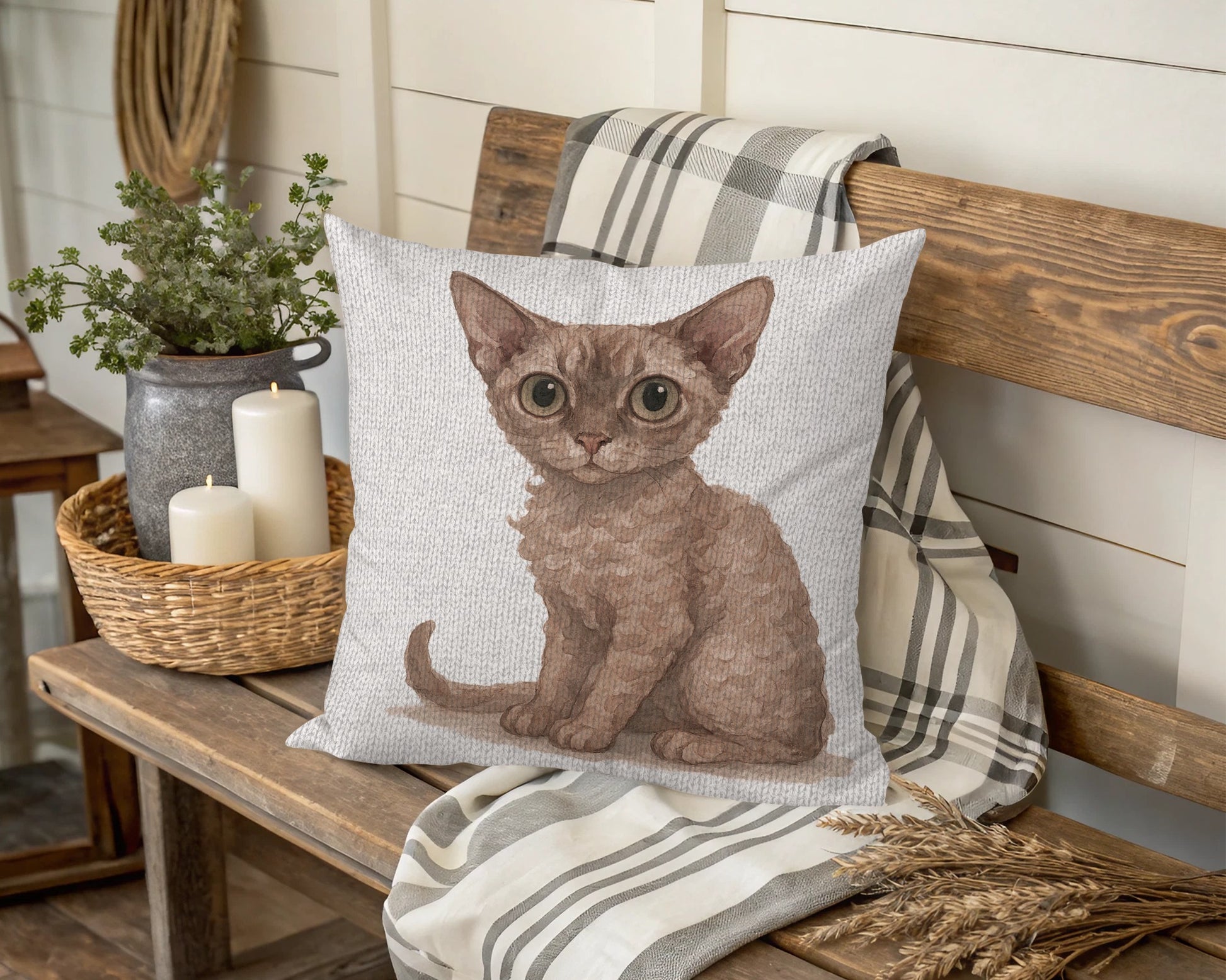Adorable Kitten Illustration on Decorative Pillow product