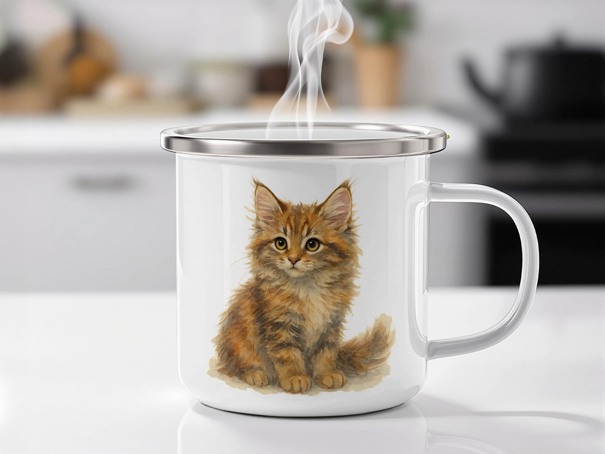 Adorable Kitten Illustration on Drinkware product