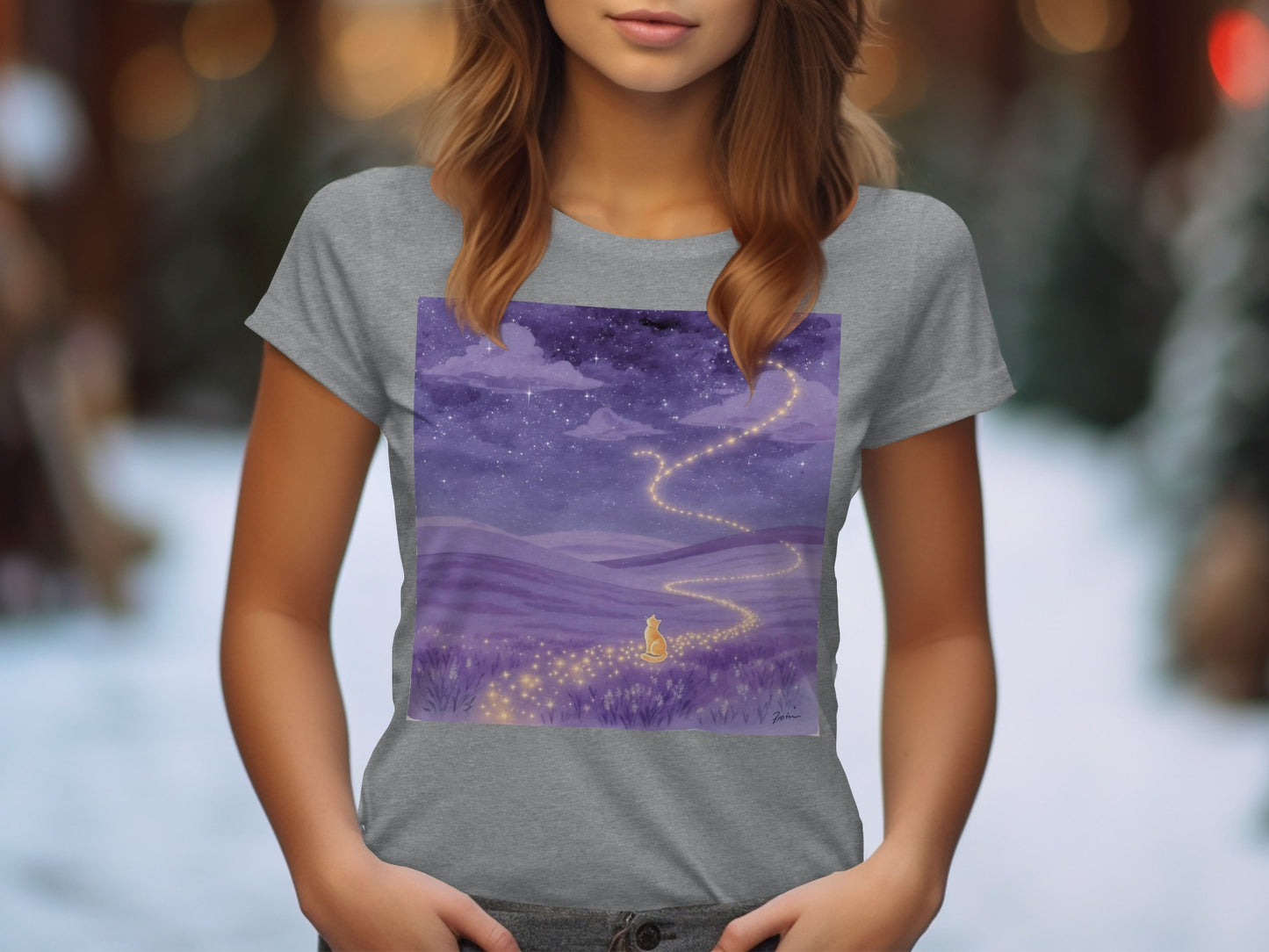Enchanting Night Sky Pathway Art Print T-Shirt product