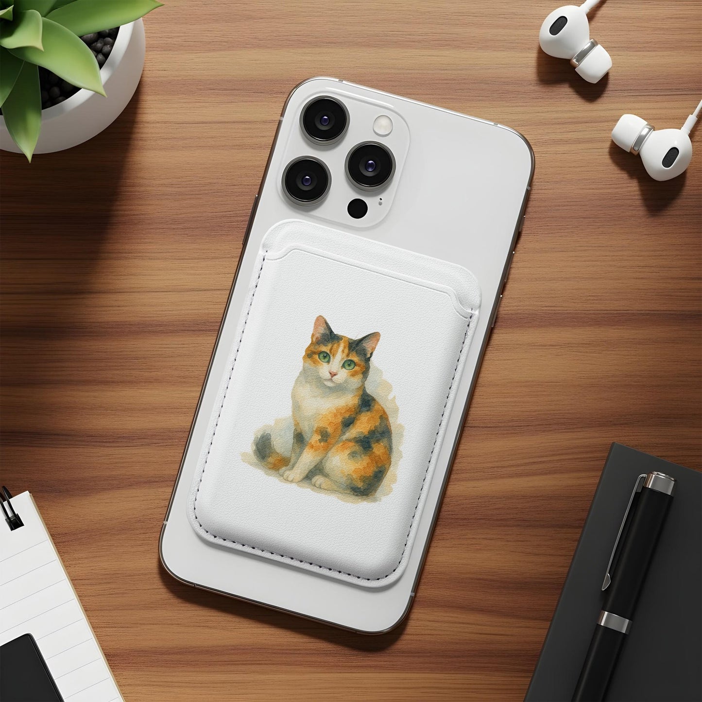 Adorable Calico Cat Art Phone Wallet Accessory Product