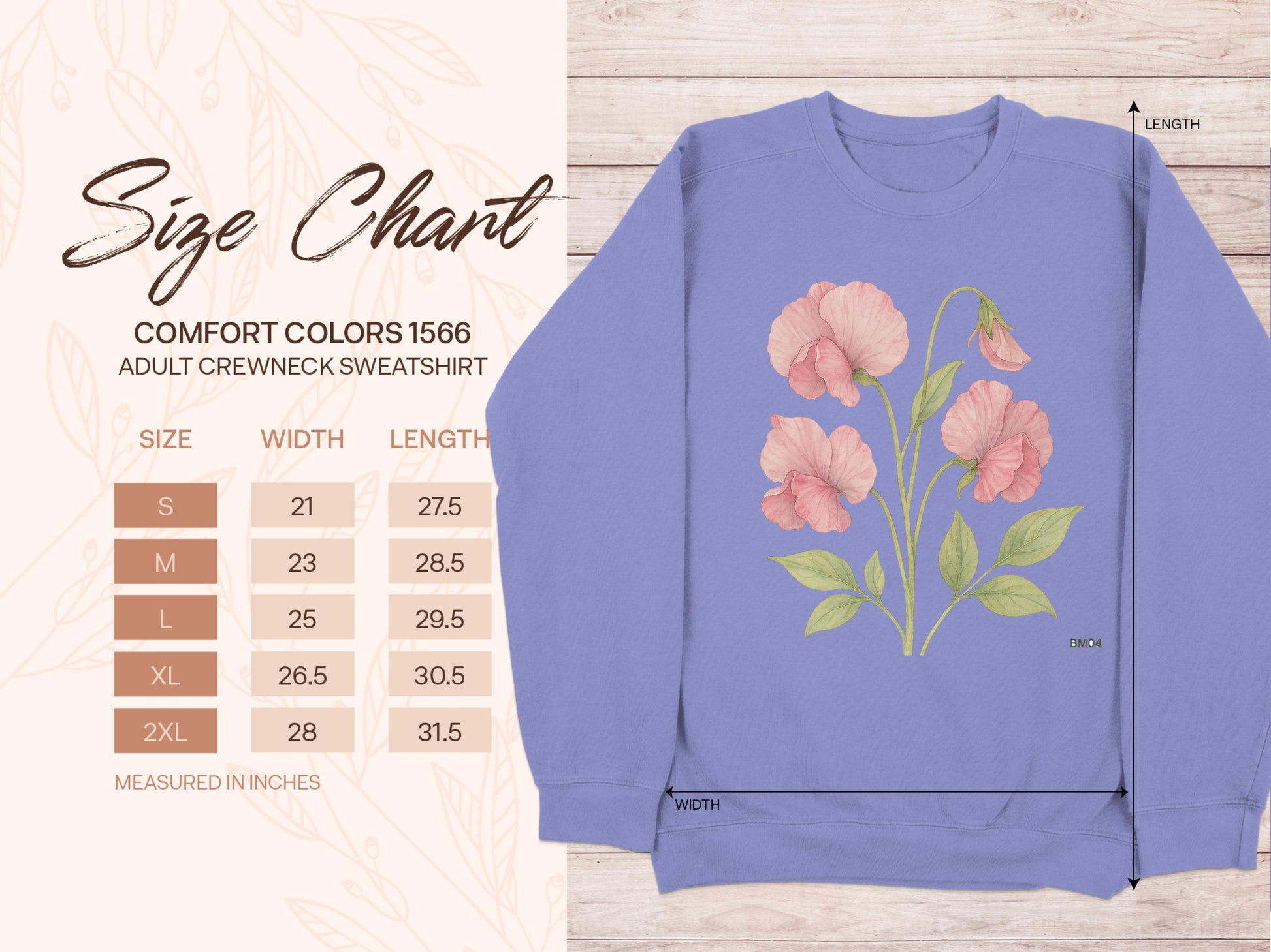 Purple Sweatshirt with Pink Floral Art product type