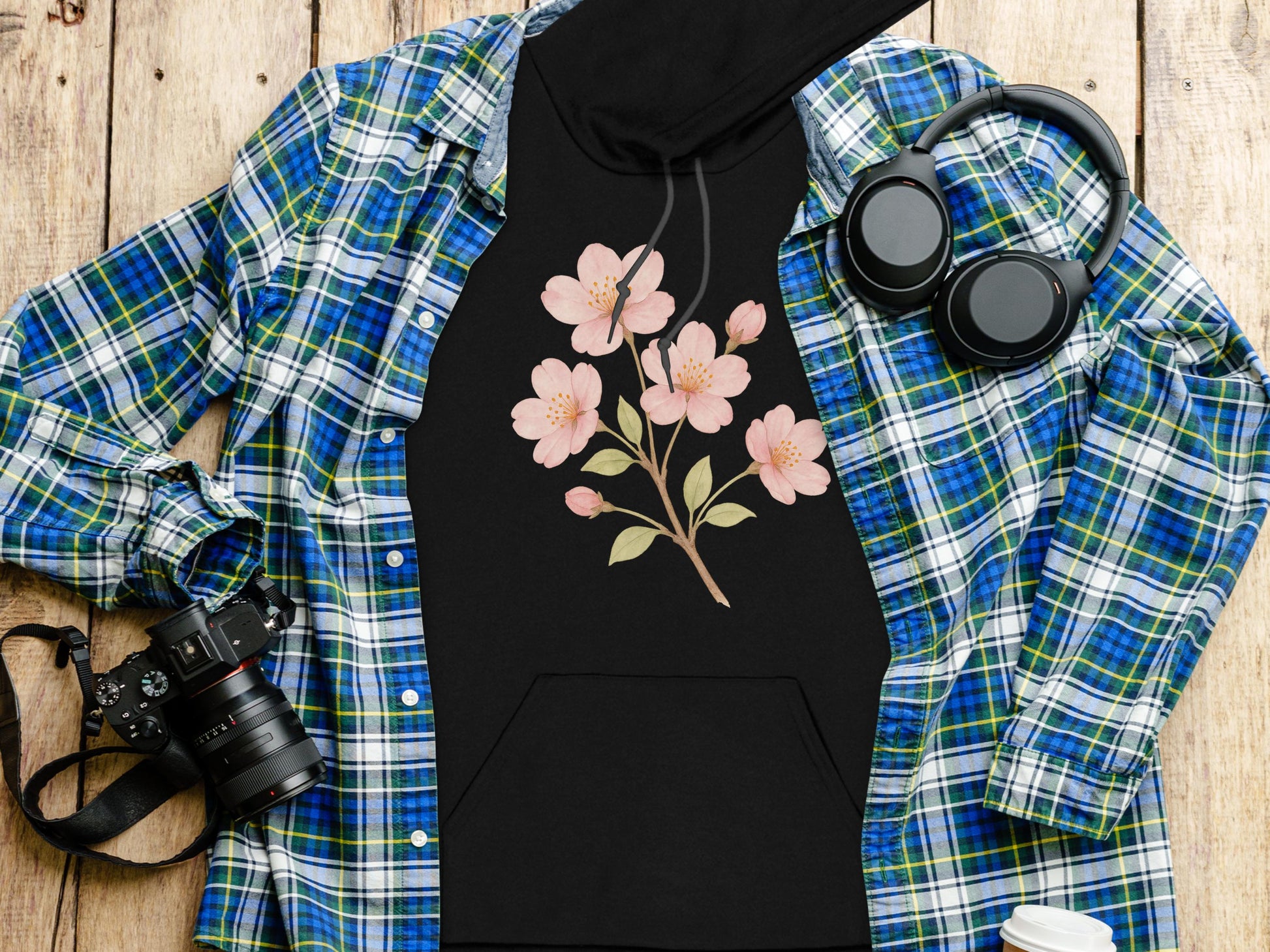 Pink Floral Design Hoodie Perfect for Casual Fashion product