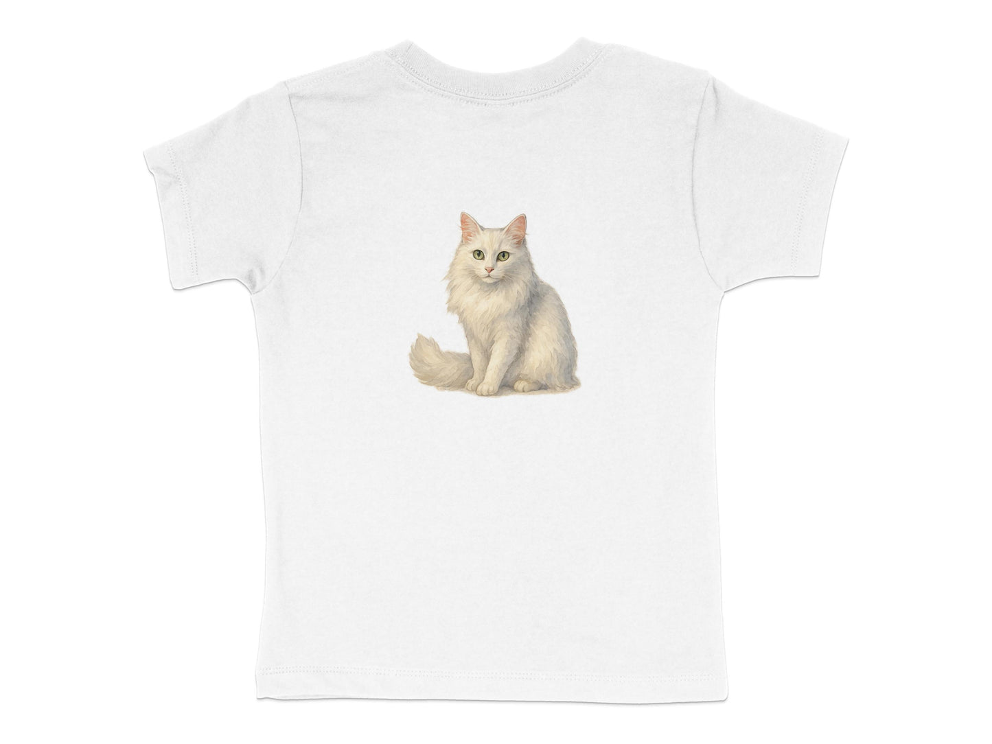 Cute Sitting Cat Illustration on White T-Shirt product