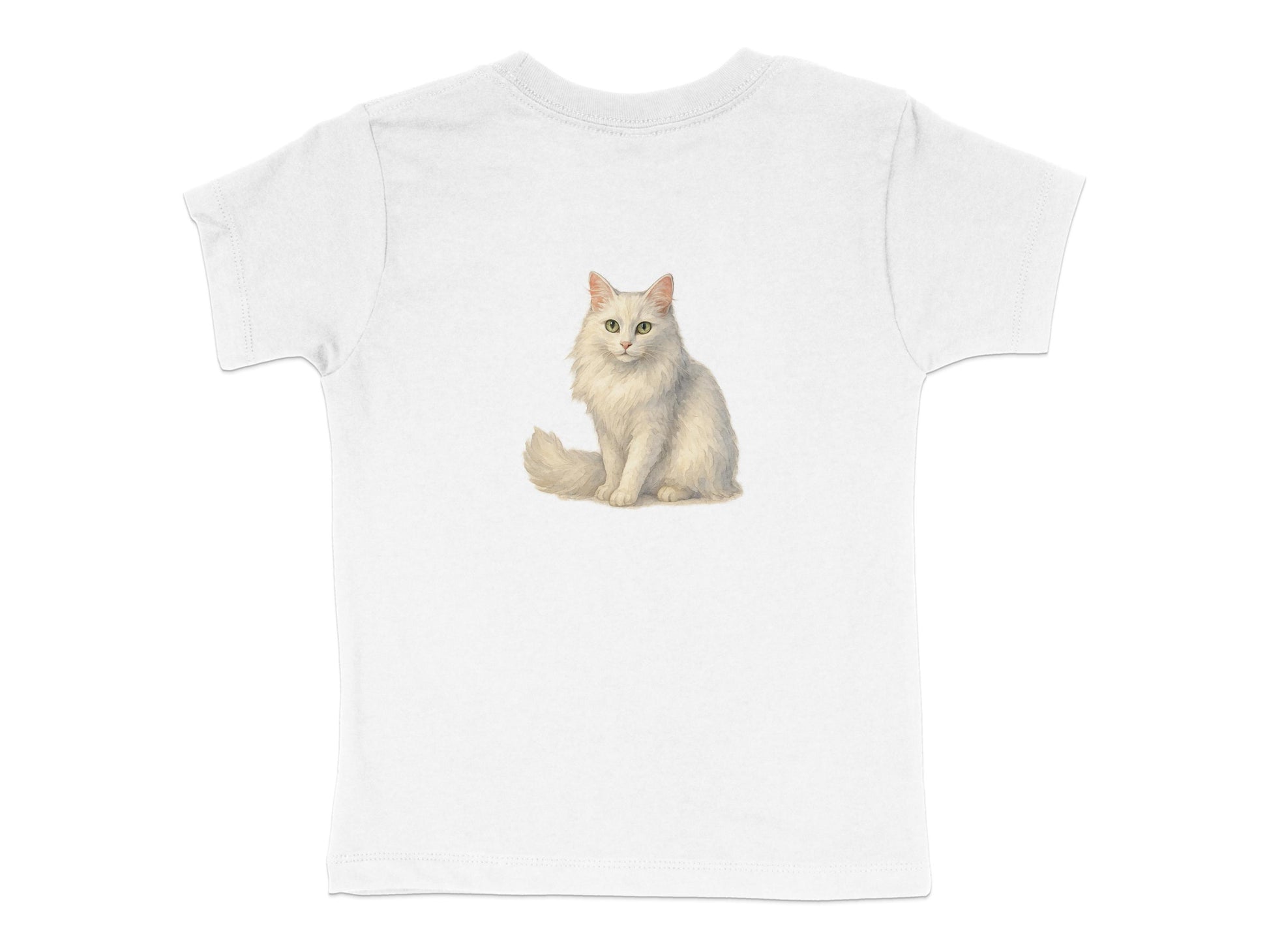 Cute Sitting Cat Illustration on White T-Shirt product