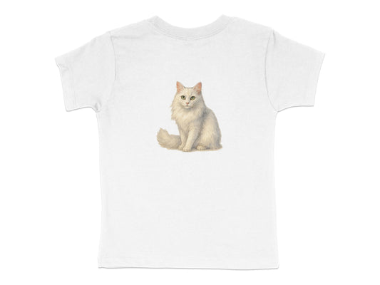Cute Sitting Cat Illustration on White T-Shirt product