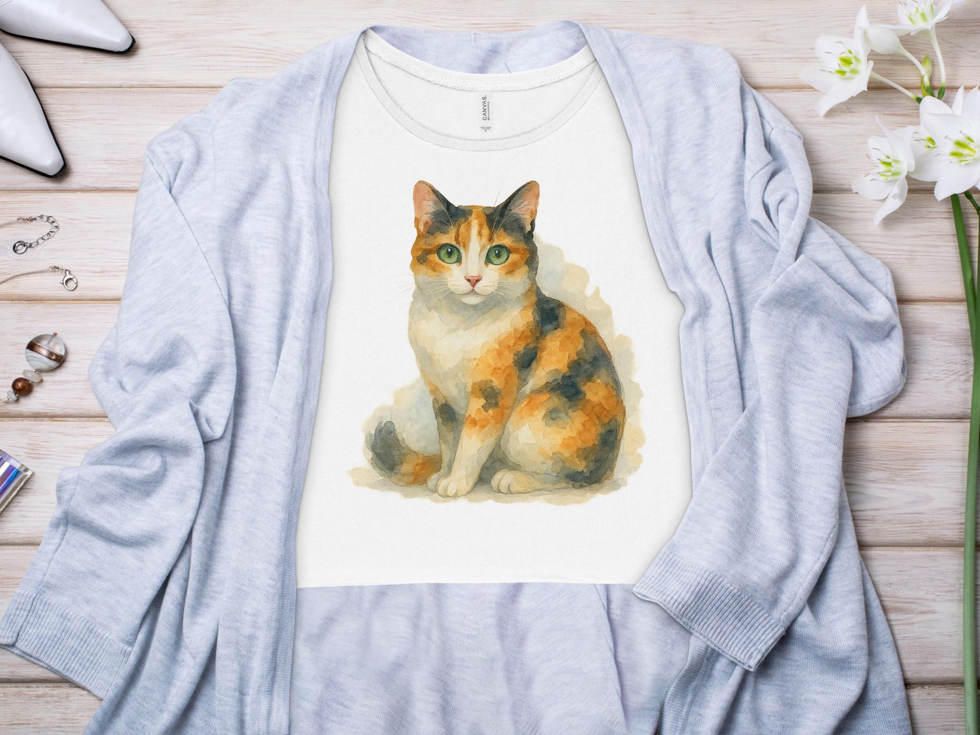 Adorable Calico Cat Design on Comfortable Apparel product