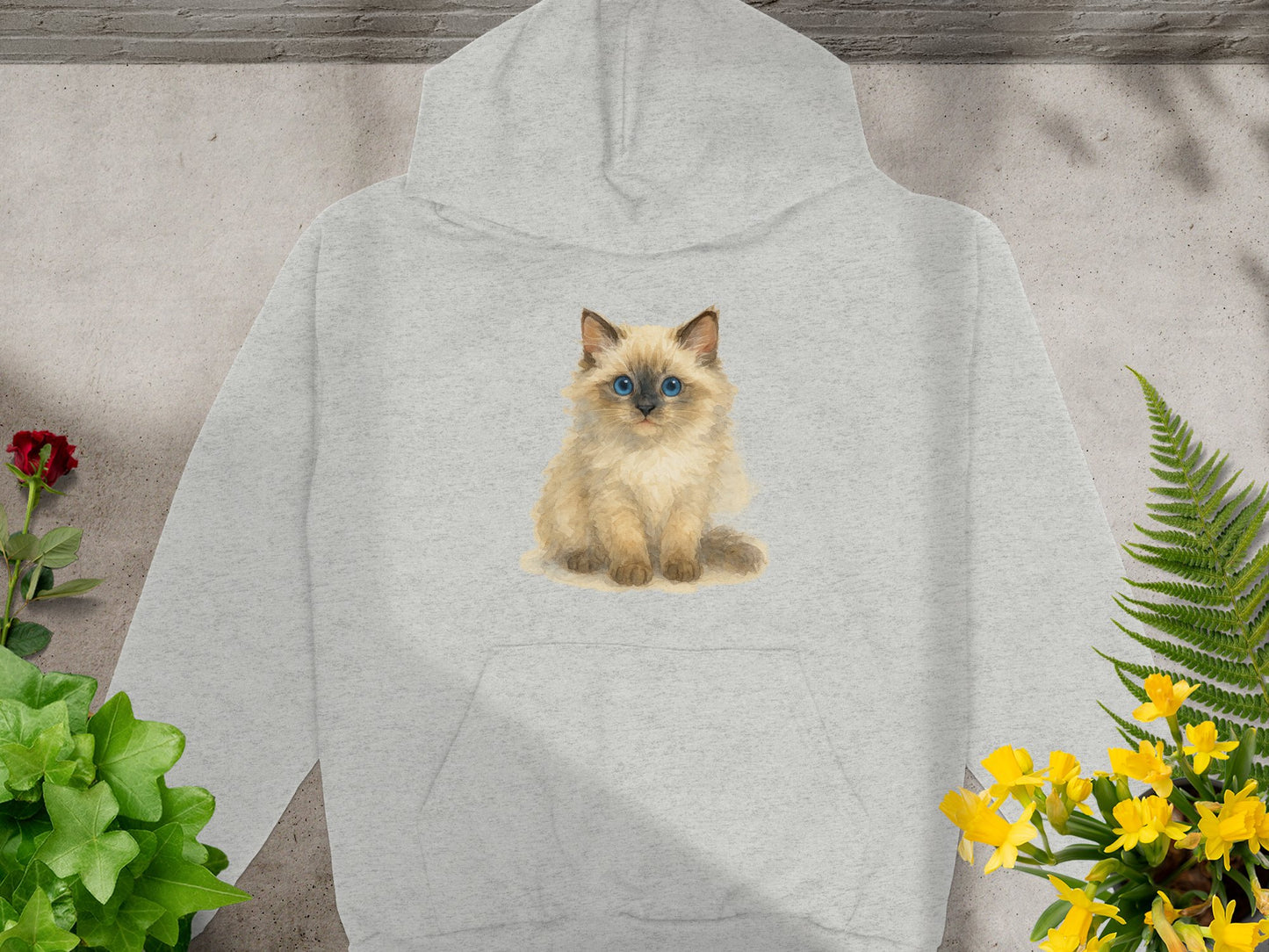 Adorable Blue-eyed Kitten Printed Hoodie product type