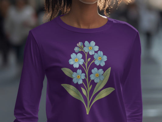 Vibrant Purple Long Sleeve Shirt with Floral Design product type