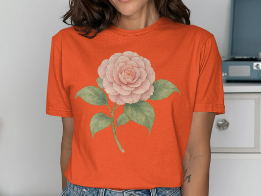 Stunning Orange Tee with Beautiful Flower Design product type