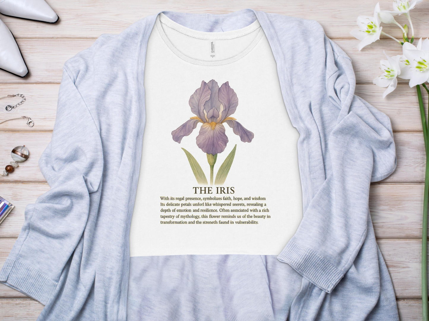 Elegant Floral Print Tee with Iris Design product type