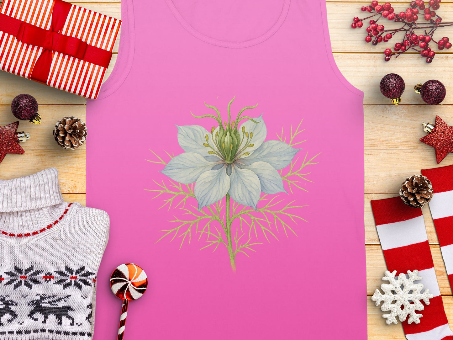 Pink Tank Top with Floral Design product type