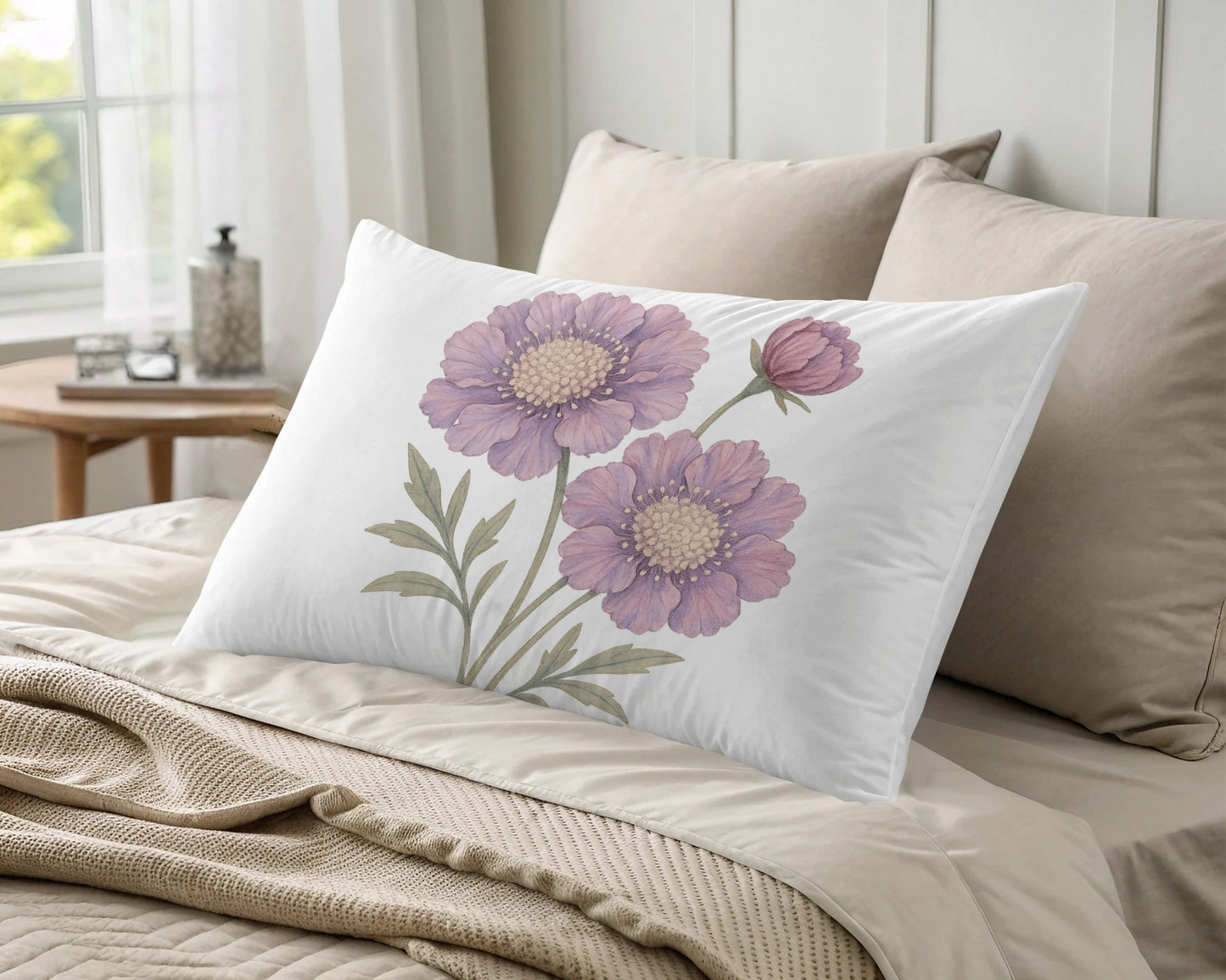 Violet Floral Pillow with Purple Blooms design product type