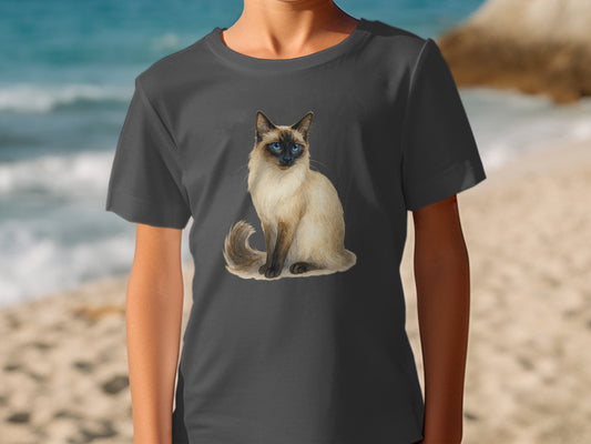 Cat Illustration Black T-Shirt Cute Fashion product