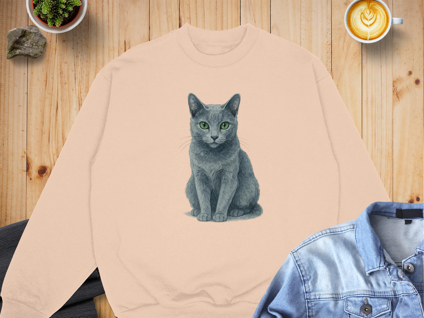 Gray Cat Print Casual Sweatshirt product