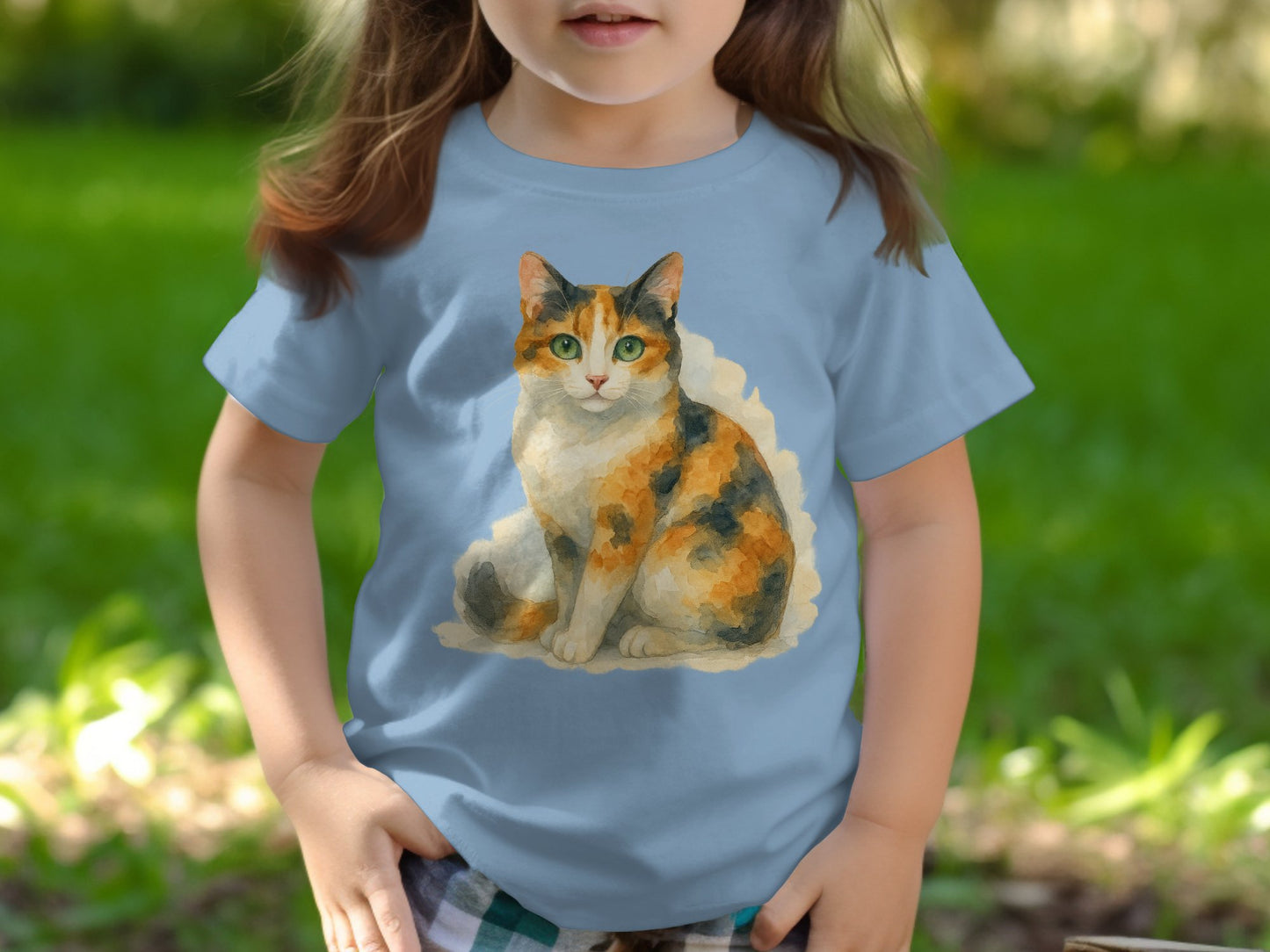 Adorable Cat Print Design on Blue Shirt product type