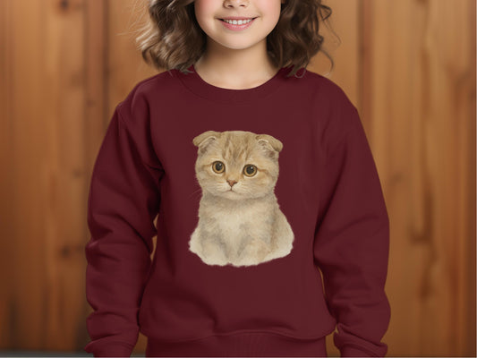 Adorable Scottish Fold Cat Print Kid's Sweatshirt Product