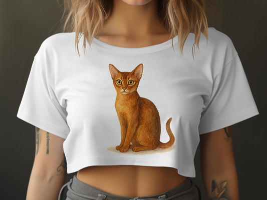 Cute Cat Graphic Design on Casual Crop Top product