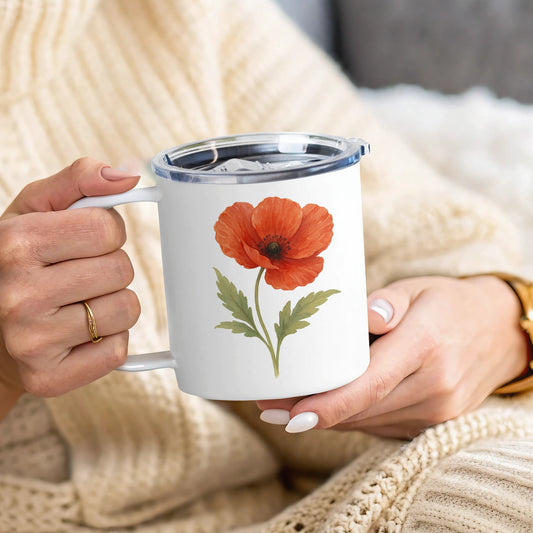 Red Poppy Flower Print Design Insulated Mug product type