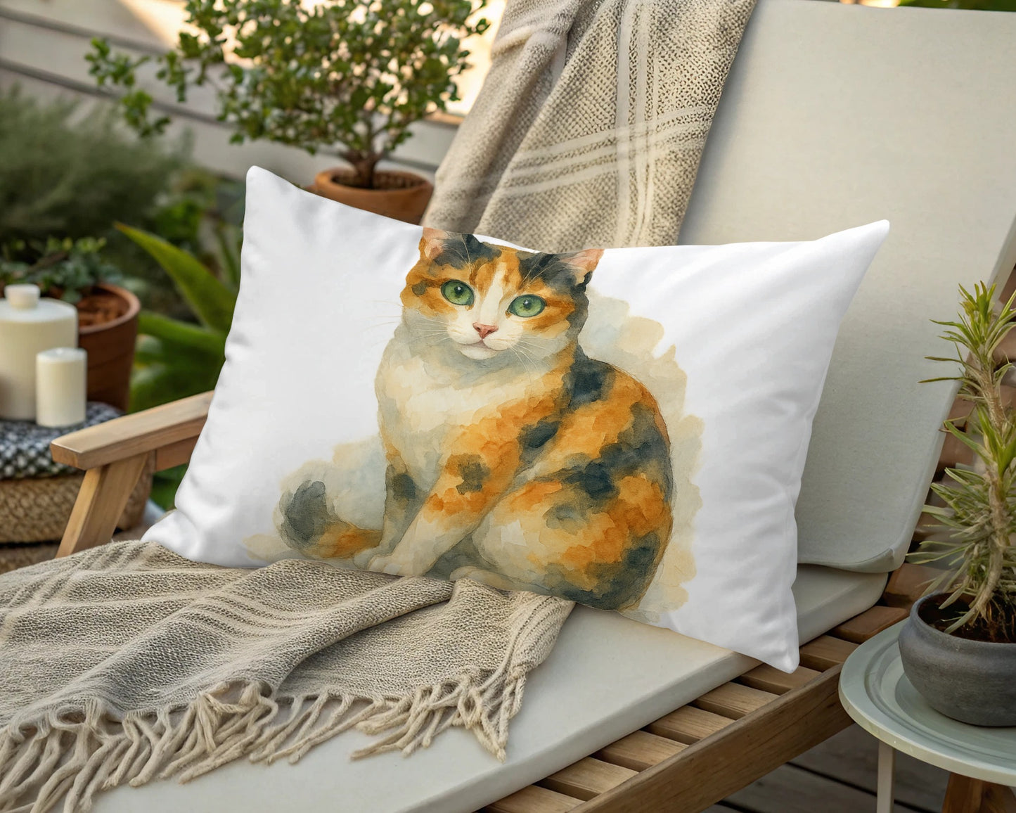 Colorful Calico Cat Print Throw Pillow Home Decor product type