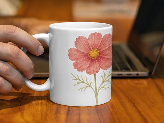 Beautiful Pink Flower Print on White Mug product