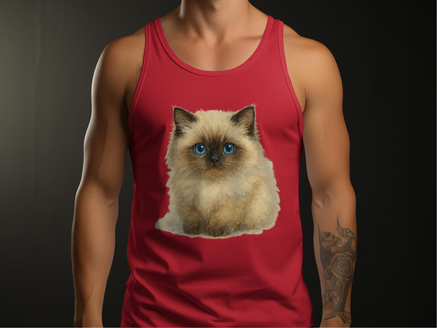 Cute Fluffy Kitten with Blue Eyes Red Tank Top product type