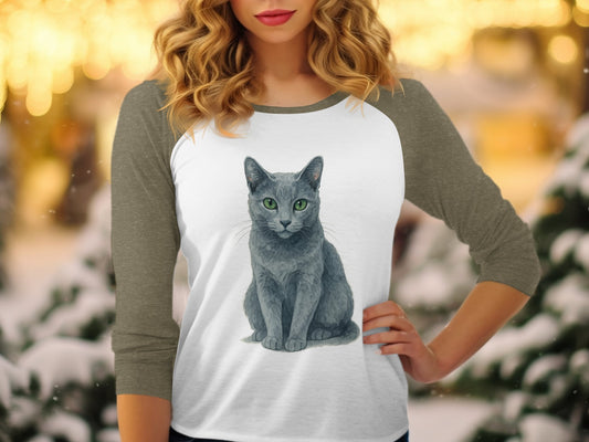 Stylish Raglan T-Shirt Featuring Adorable Cat product