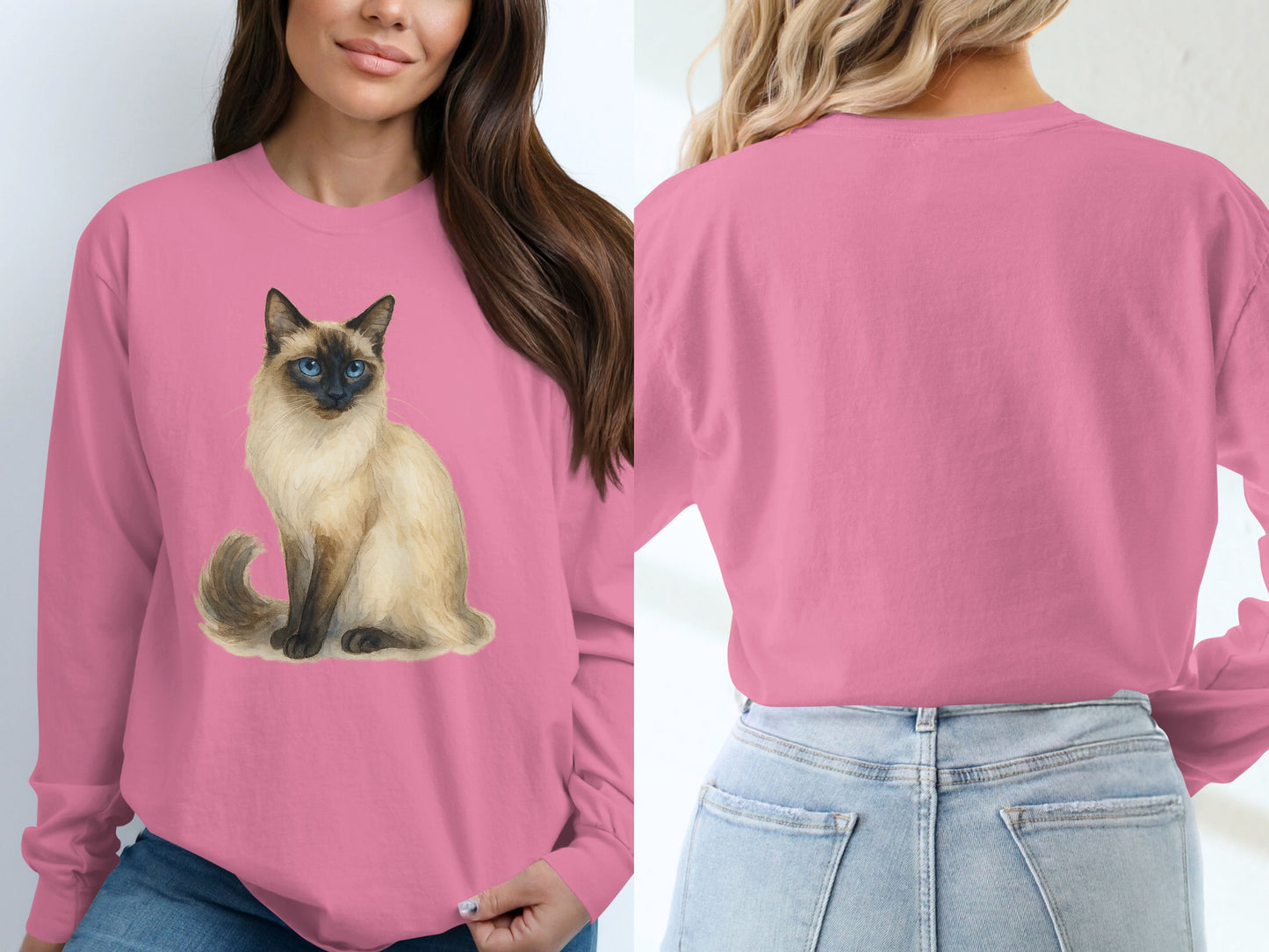 Pink Shirt with Cute Siamese Cat Print product type