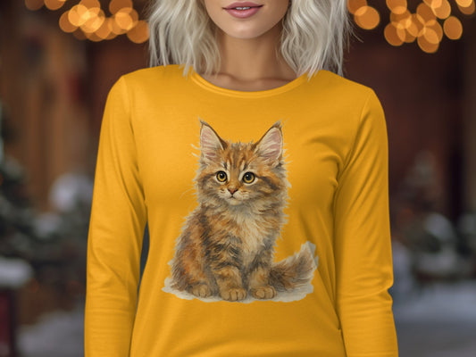 Cute Fluffy Kitten Graphic Long Sleeve Shirt product type