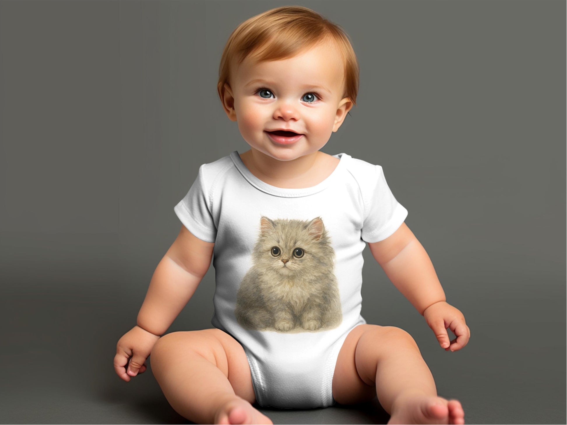 Cute Baby Onesie with Adorable Kitten Print product