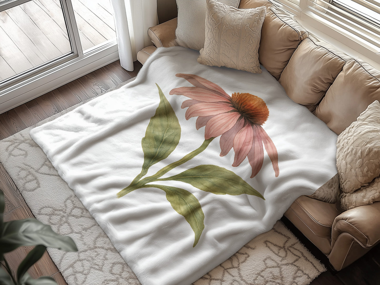 Beautiful Floral Echinacea Design Cozy Blanket product