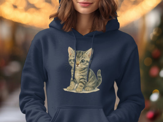 Cute Kitten Print Hoodie Perfect Winter Apparel product