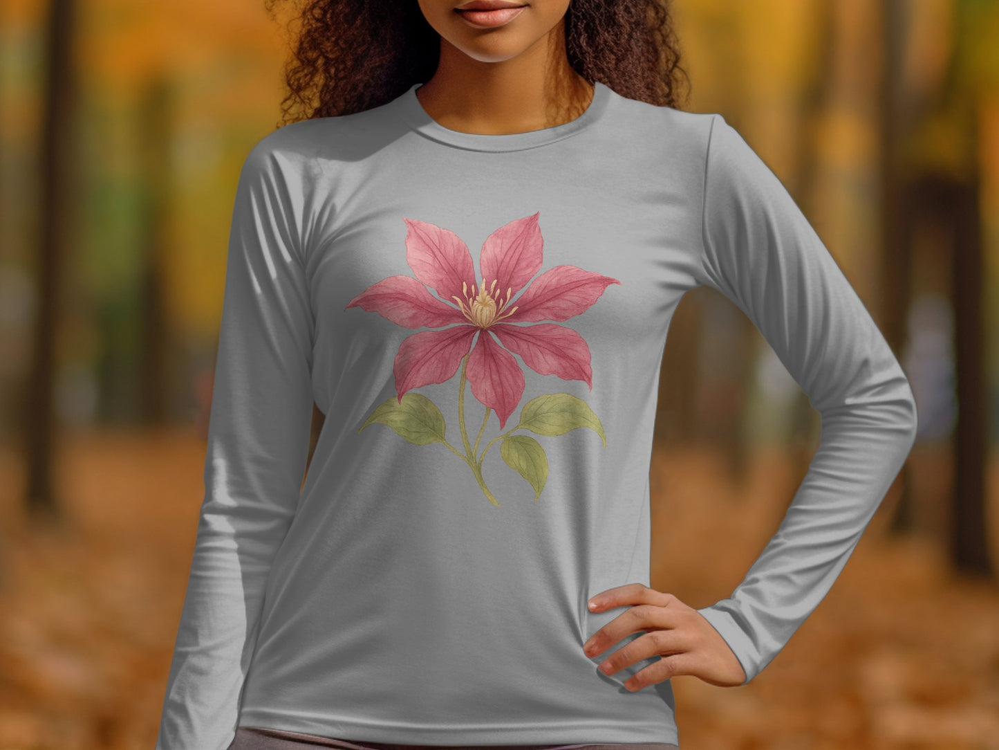 Elegant Botanical Floral Design Long Sleeve Shirt product