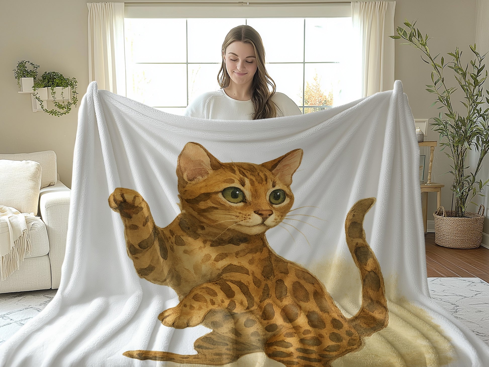 Cute Bengal Cat Design Comfortable Blanket product type