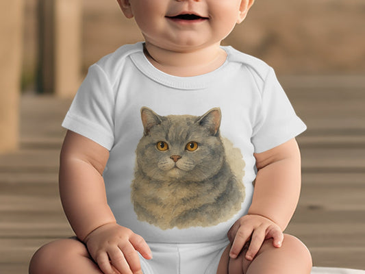 Adorable Baby Onesie with Cartoon Cat Design Product