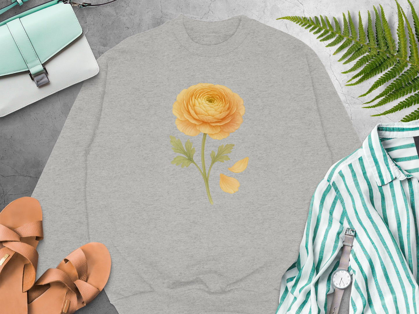 Yellow Ranunculus Flower Design Sweatshirt product