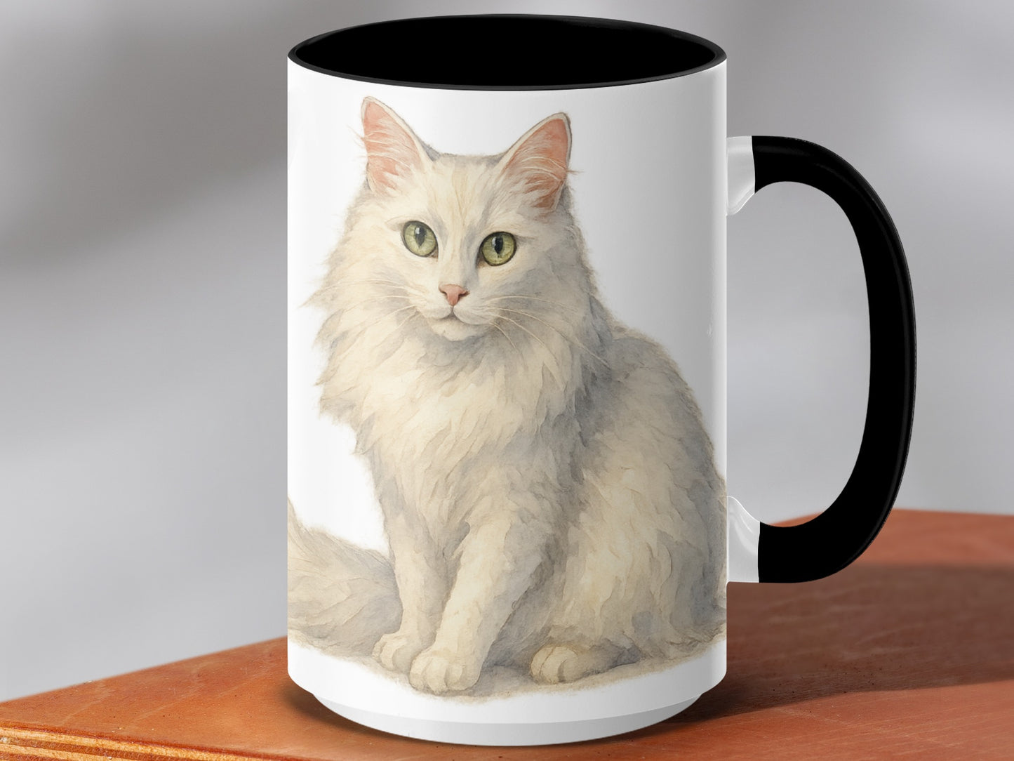 Adorable Fluffy Cat Portrait on White Mug product